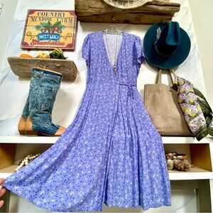Periwinkle LOVERS boho floral dress w shabby chic prairie vibe